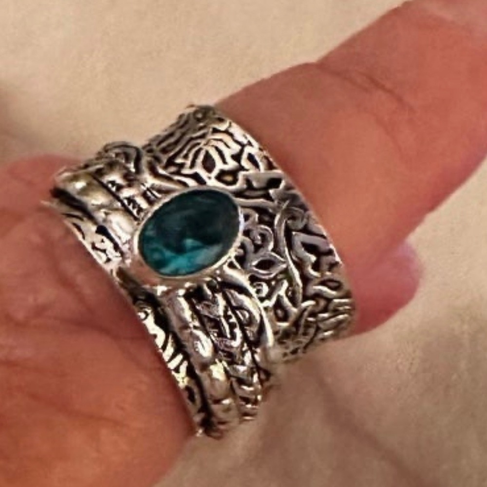 Sterling Silver 925 Spinner Ring - image 7